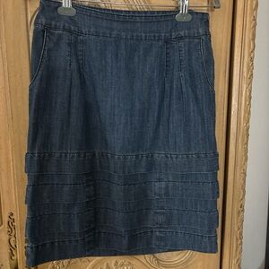 Classic Blue Denim Midi Skirt